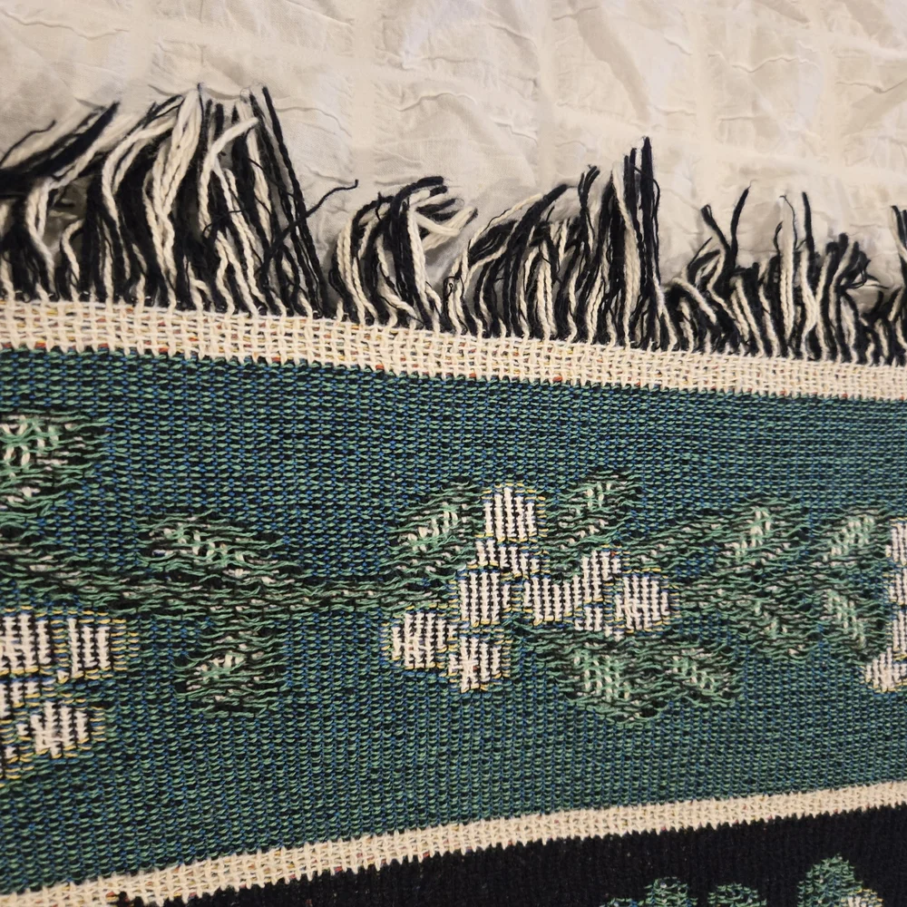 Festive Vintage Holiday Throw Blanket – Poinsettia & Pine – 60